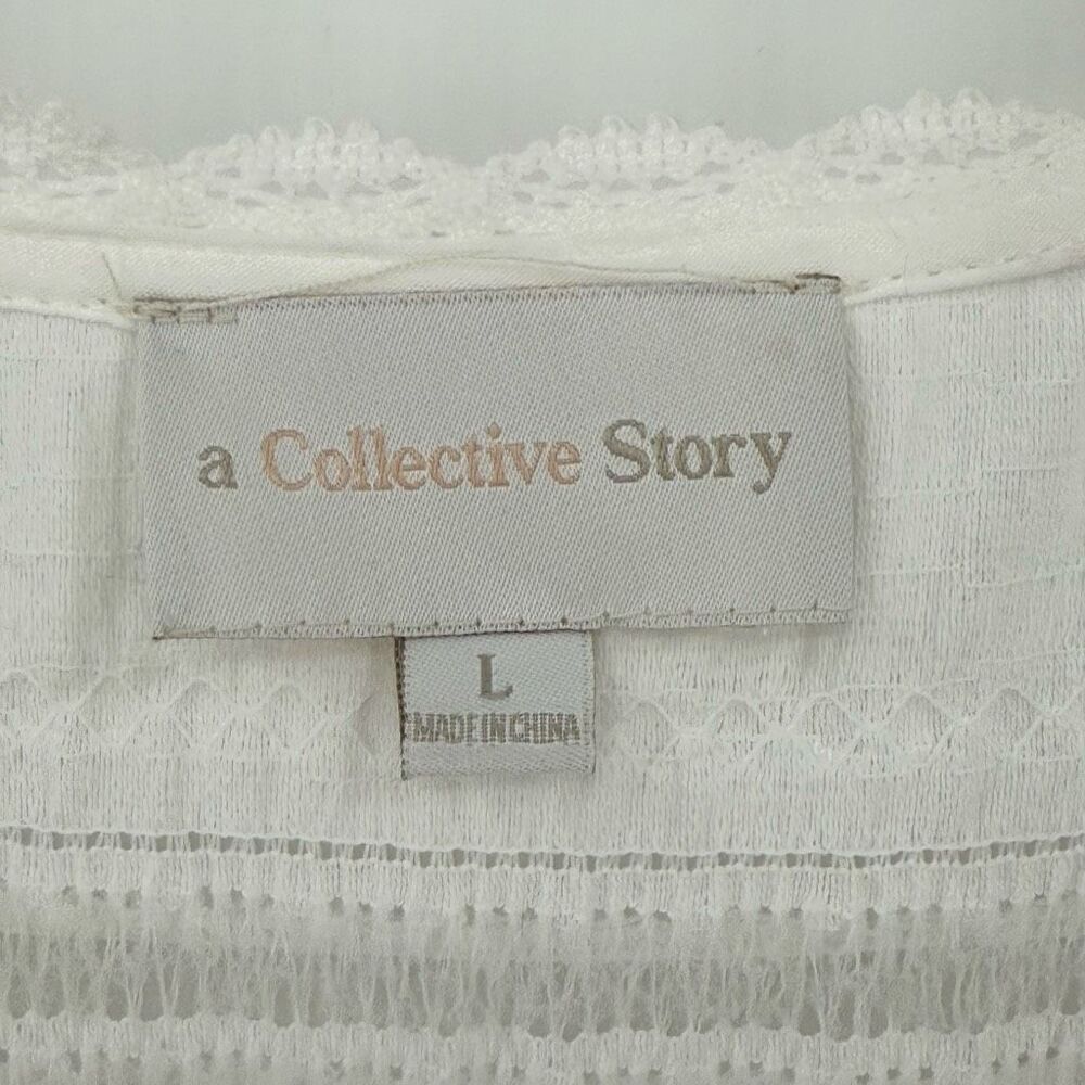 A Collective Story Tiered‎ Button Front Maxi Dress Women Large White Whimsical - Picture 8 of 11